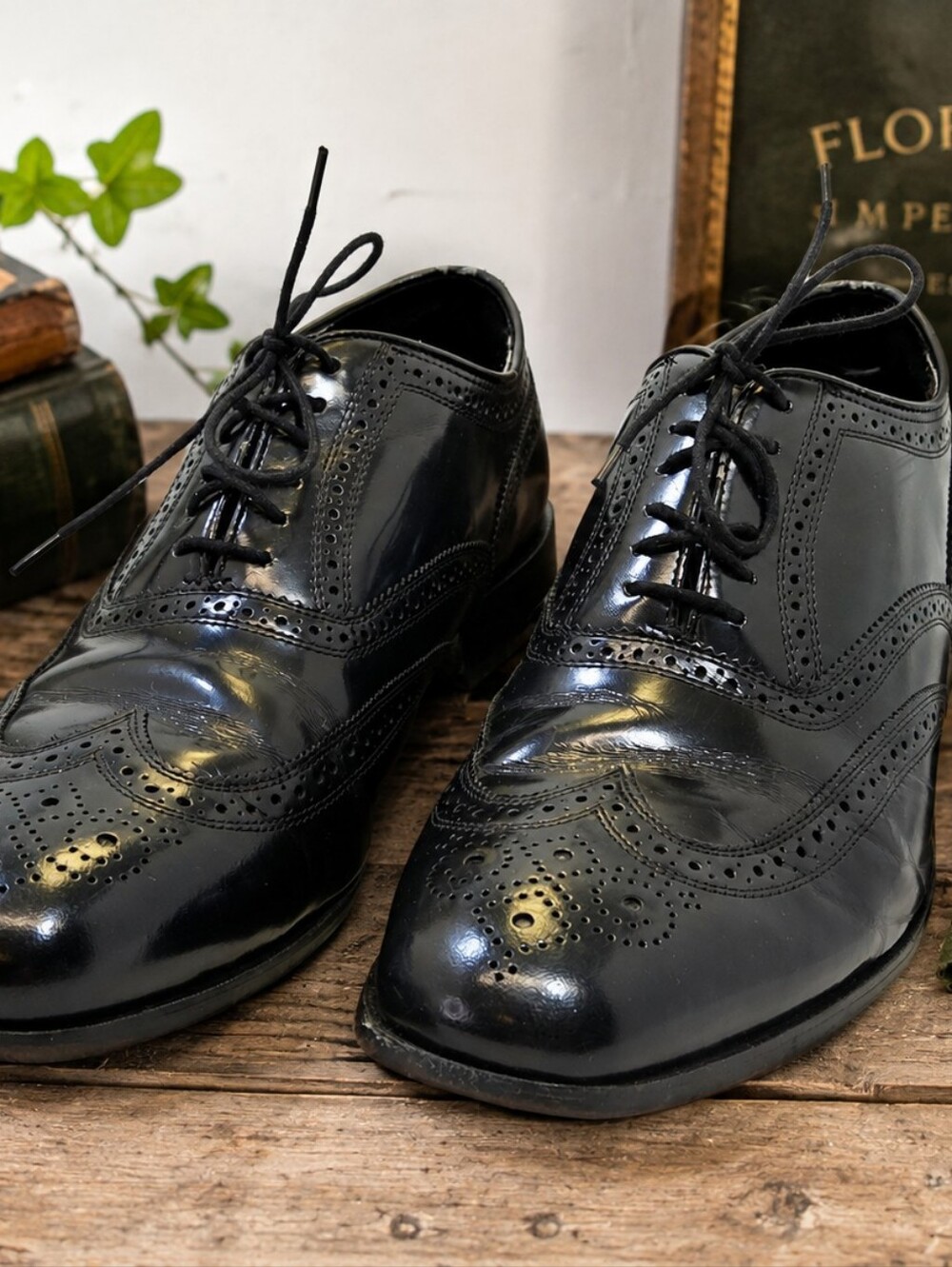 Florsheim Imperial Black Leather Wingtip Brogue Oxford Shoes Men's 11D